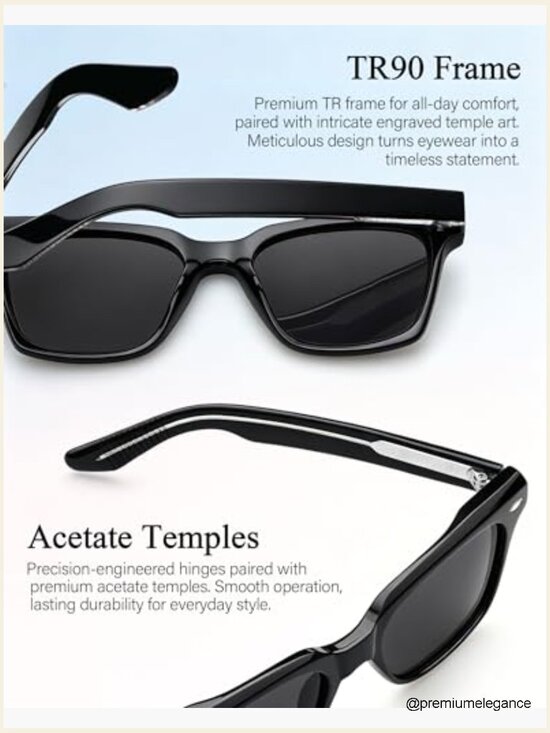 Unisex Square Polarized Sunglasses UV Protection Acetate TR90 Frame main image 4